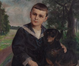 Jan Bąkowski (1872 Kraków - 1934 Kraków), Chłopiec z jamnikiem