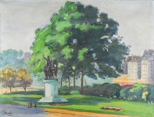 Jean PESKÉ (1870-1949), Pejzaż z pomnikiem, 1921