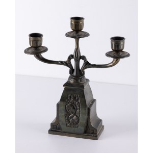 JMPC Déposé, Belgium, Three-handled candlestick, 19th/20th century.