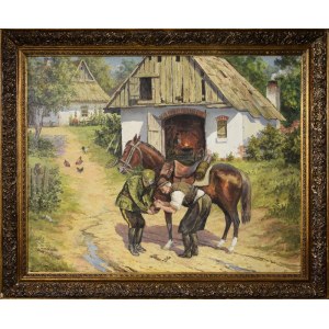 Stanislaw BAGIEŃSKI (1876-1948), Shoeing a horse