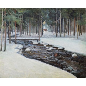Józef WRZESIŃSKI (1872 -?), Pejzaż zimowy ze strumieniem