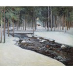 Józef WRZESIŃSKI (1872 -?), Pejzaż zimowy ze strumieniem