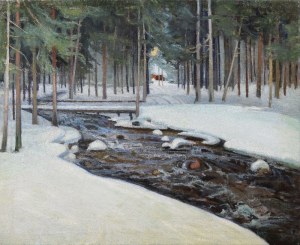 Józef WRZESIŃSKI (1872 -?), Pejzaż zimowy ze strumieniem
