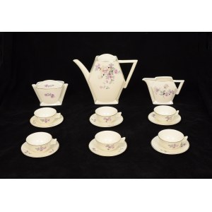 ĆMIELÓW - ZAKŁADY PORCELANY STOŁOWEJ, Serwis do kawy „Kaprys”, z dekoracją kwiatową