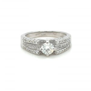 18K WHITE GOLD RING - 4.81 GR WITH DIAMONDS - DH-R768