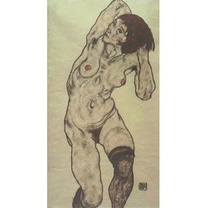 Egon Schiele (1890-1918), Akt w czarnych pończochach