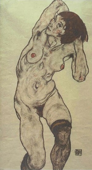 Egon Schiele (1890-1918), Akt w czarnych pończochach