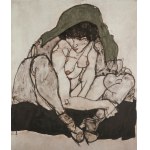 Egon Schiele (1890-1918), Akt z zieloną chustą