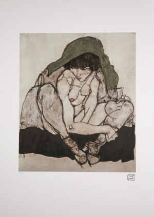 Egon Schiele (1890-1918), Akt z zieloną chustą