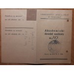 Kraków.Akademicki dowód osobisty nr 767 ważny do 30.09.1945