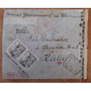 Koperta wysłana z Hiszpanii do Kielc na ul.Chęcińsą 14 11.01.1943 r.