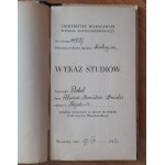 Indeks Uniwersytetu Warszawskiego nr alb.14827