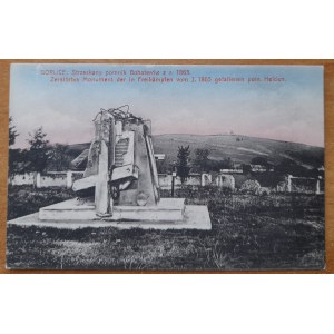 Gorlice.Strzaskany pomnik Bohaterów z 1863 r.