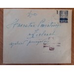 Trzy koperty z listów adresowanych do różnych kieleckich instytucji.