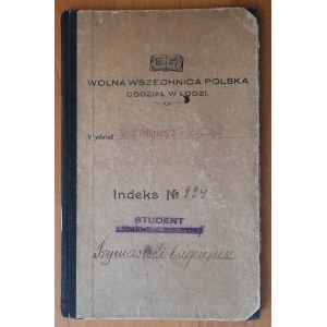 Indeks nr 229 Wolnej Wszechnicy Polskiej O.w Łodzi