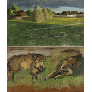 Zygmunt ROZWADOWSKI (1870-1950), Paysage rural avec cabanes / Sauvage
