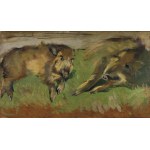 Zygmunt ROZWADOWSKI (1870-1950), Paysage rural avec cabanes / Sauvage