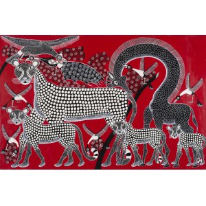 Rashidi RUBUNI (1969), Giraffes and cheetahs at the night
