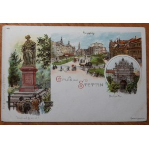 Szczecin.Gruss aus Stettin.Litografia