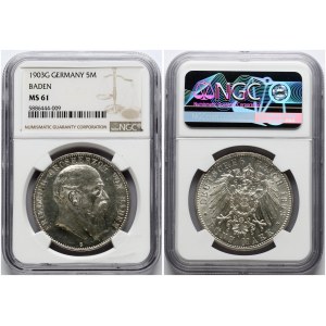 Germany Baden 5 Mark 1903 G NGC MS 61