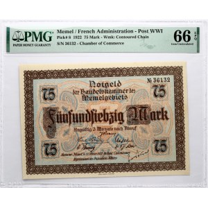 Lithuania Memel 75 Mark 1922 PMG 66 Gem Uncirculated EPQ