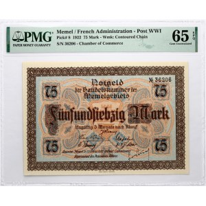 Lithuania Memel 75 Mark 1922 PMG 65 Gem Uncirculated EPQ