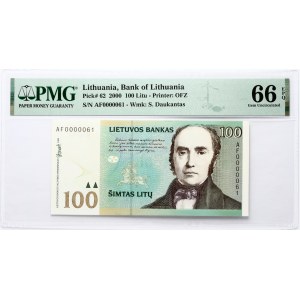 Lithuania 100 Litu 2000 S Daukantas PMG 66 Gem Uncirculated EPQ
