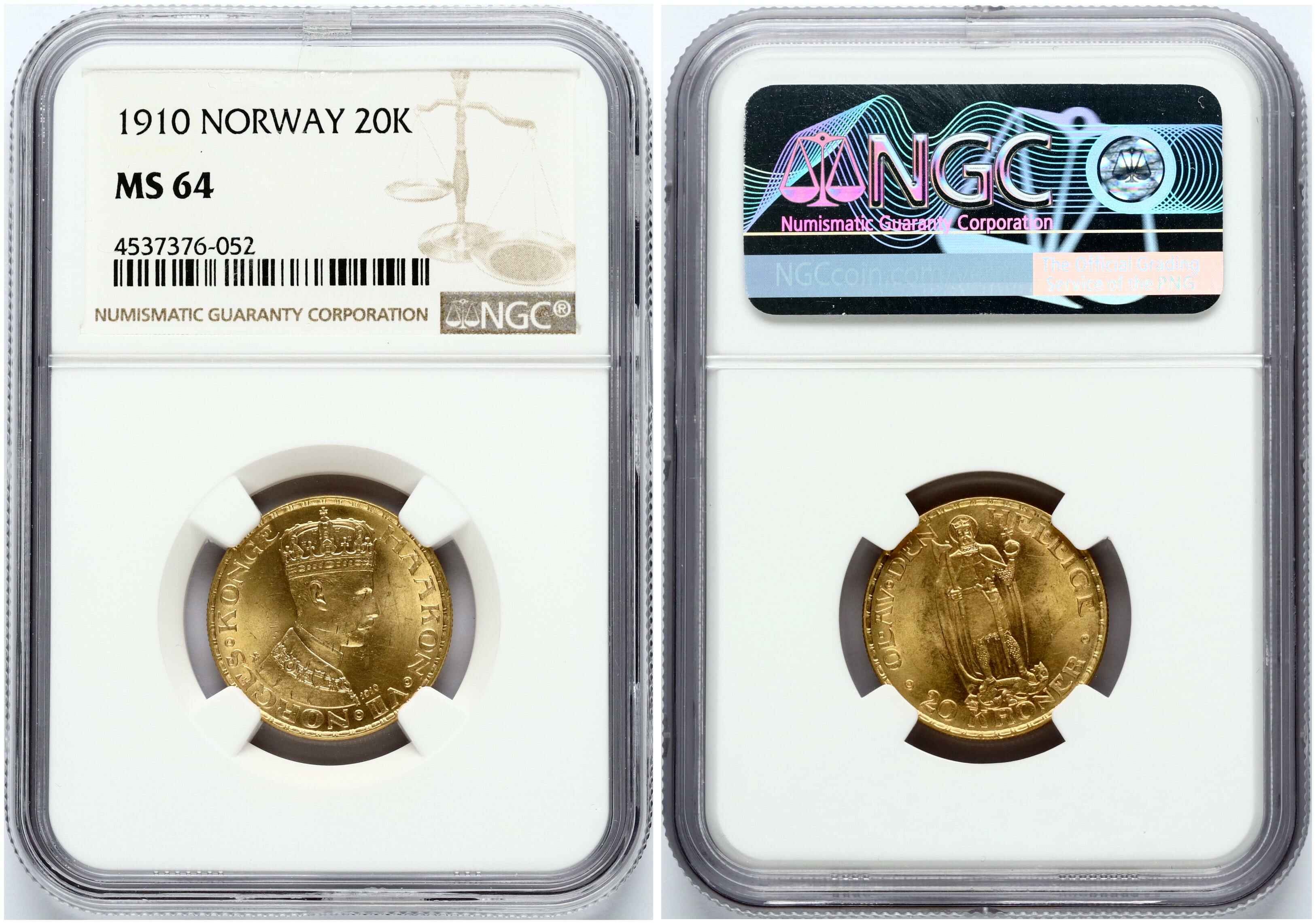 Norway 20 Kroner 1910 NGC MS 64 - Online auction / Online bidding ...