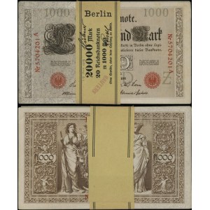 Německo, sada: 20 x 1 000 marek s banderolou, 21.04.1910