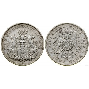 Niemcy, 5 marek, 1900 J, Hamburg