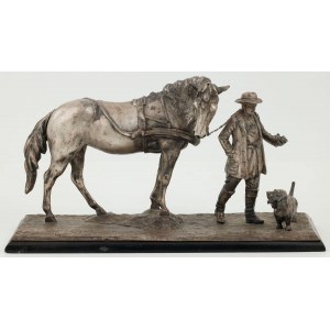MANN MIT PFERD UND BASET, England oder USA, ca. 1900