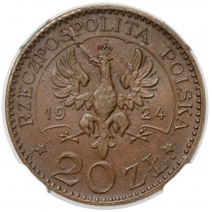 Próba BRĄZ 20 złotych 1924 Monogram