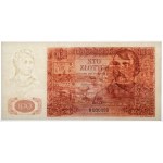 Londyn, 100 złotych 1939 - H 000000 - ze znakiem wodnym jak na 10 zł
