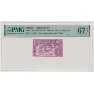 Londyn, 1 złoty 1939 - WZÓR - A 1234567