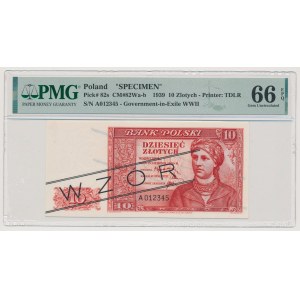 Londyn, 10 złotych 1939 - WZÓR - A 012345