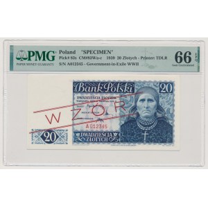 Londyn, 20 złotych 1939 - WZÓR - A 012345