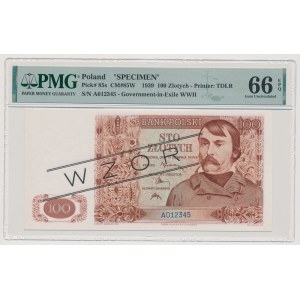 Londyn, 100 złotych 1939 - WZÓR - A 012345