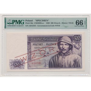 Londyn, 500 złotych 1939 - WZÓR - A 012345