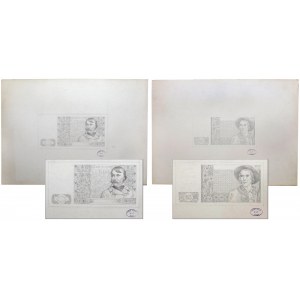 Emigracja, Rysunkowe PROJEKTY 50 i 100 złotych 1939 Clemeta Serveau z jego paryskiej pracowni