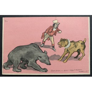 Satyra polityczna - Dog John Bull Dog & Bear Mikado.