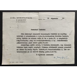 [ks. BRYŁA Jerzy] Zaproszenie na opłatek i wspólne kolendowanie z Karolem Wojtyłą. Kraków [1971]