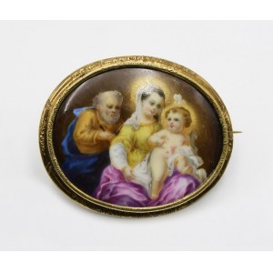 Broche avec une image de la Sainte Famille