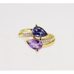 Bague avec améthyste et cordiérite