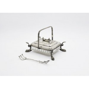 NEW SILVER MANUFACTURE HENNIGER &amp; CO, Sprat dish with fork