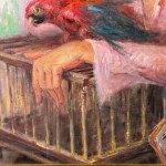 Lucio Tafuri, Girl with Birdcage and Parrot - Lucio Tafuri (1941)