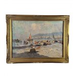 FAUSTO PRATELLA, Neapolitan Seascape with figures and boats - Fausto Pratella