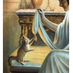 ANONIMO, Junge Frau spielt mit einer Katze
