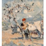 Gennaro Villani, Peasant Girl and Cows - Gennaro Villani (Napoli, 1885 - 1948)
