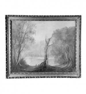 UNIDENTIFIED SIGNATURE, Landscape with trees and a lake