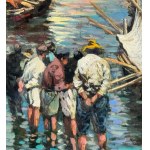 Salvatore Faliero, Marine view with boats and fishermen - Salvatore Faliero
